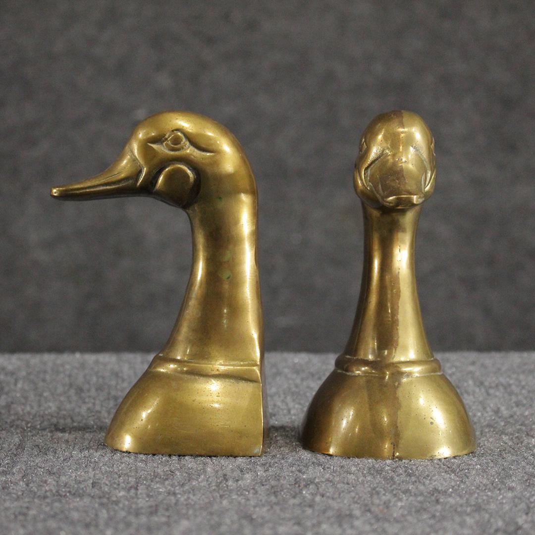 Pair Cast Brass Duck Head Bookends (1 of 5)