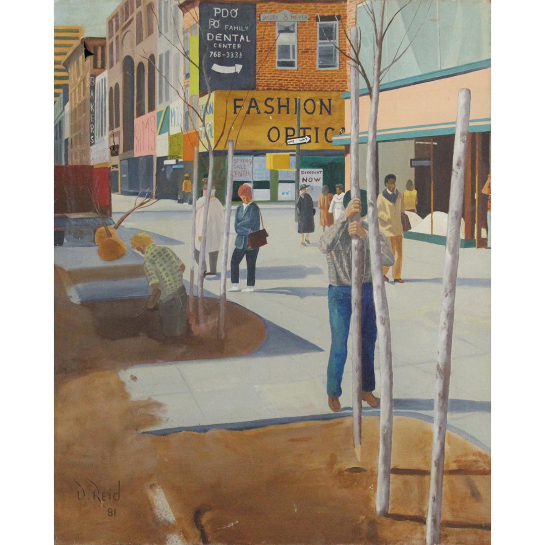 D Reid 1981, Original Illustration Art Oil Urban Street (1 of 8)