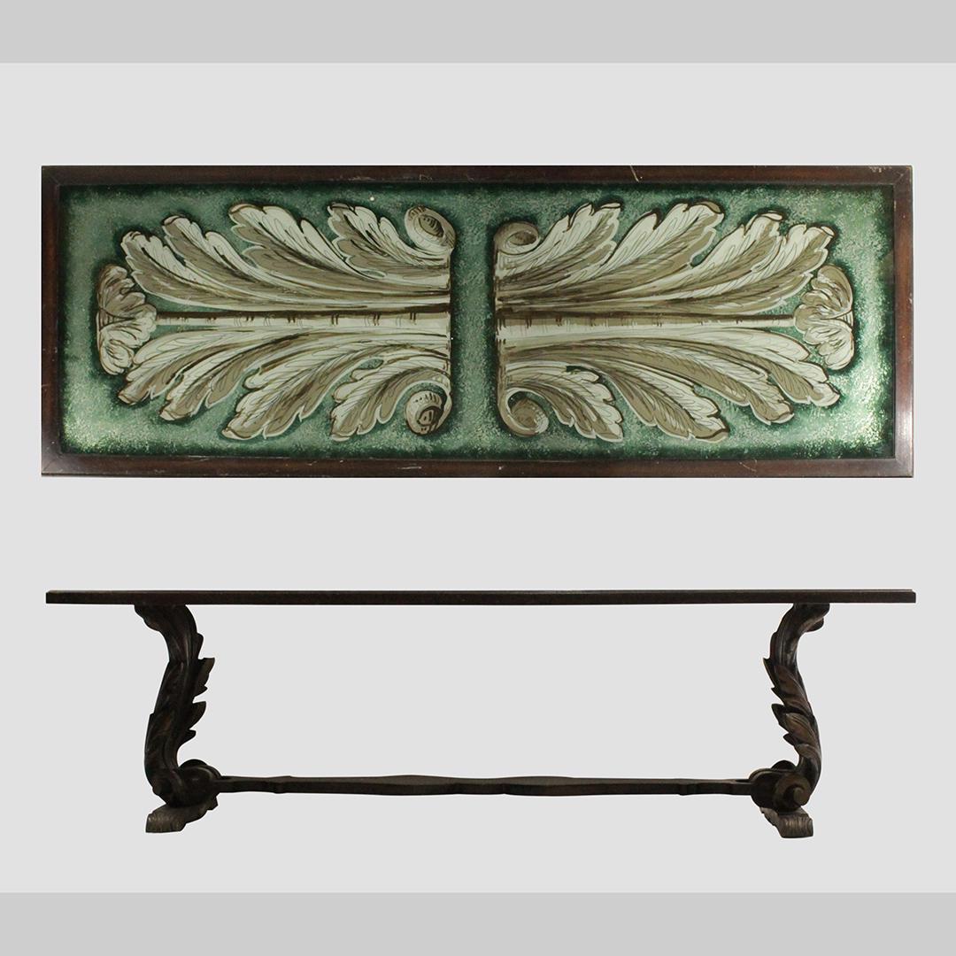 C 1940 Hollywood Regency Carved Leaf Sides Coffee Table (1 of 7)