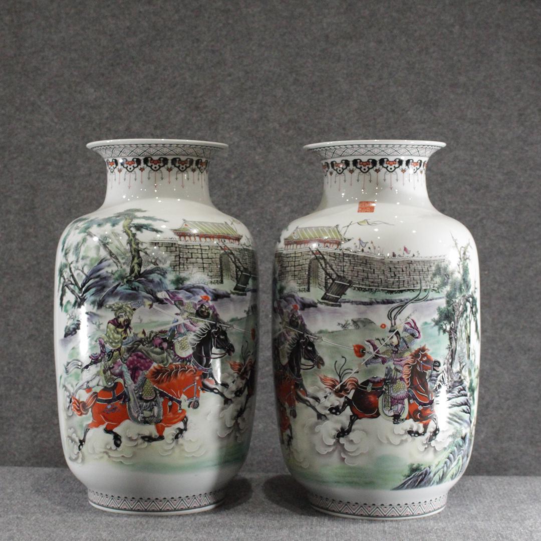 Two [2] Chinese Porcelain Vases Warriors on Horseback (1 of 12)