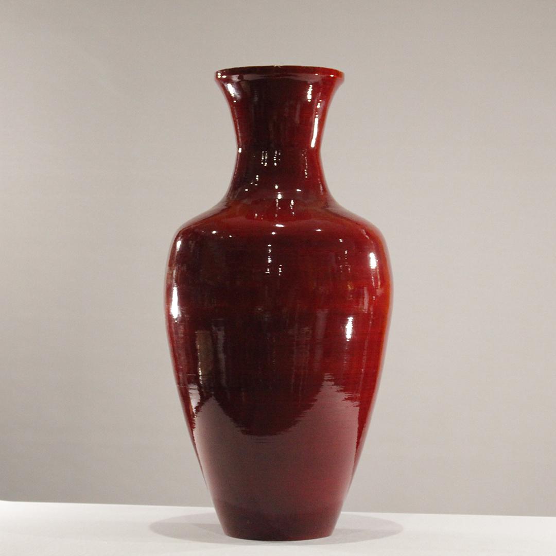 Vintage Asian Pigeon Blood Glazed Paper Thin Wood Vase (1 of 8)