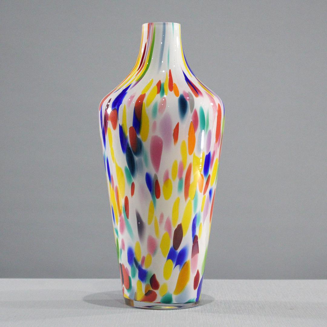 Italian Modern Design Glass Vase Rainbow Colors Spots (1 of 5)