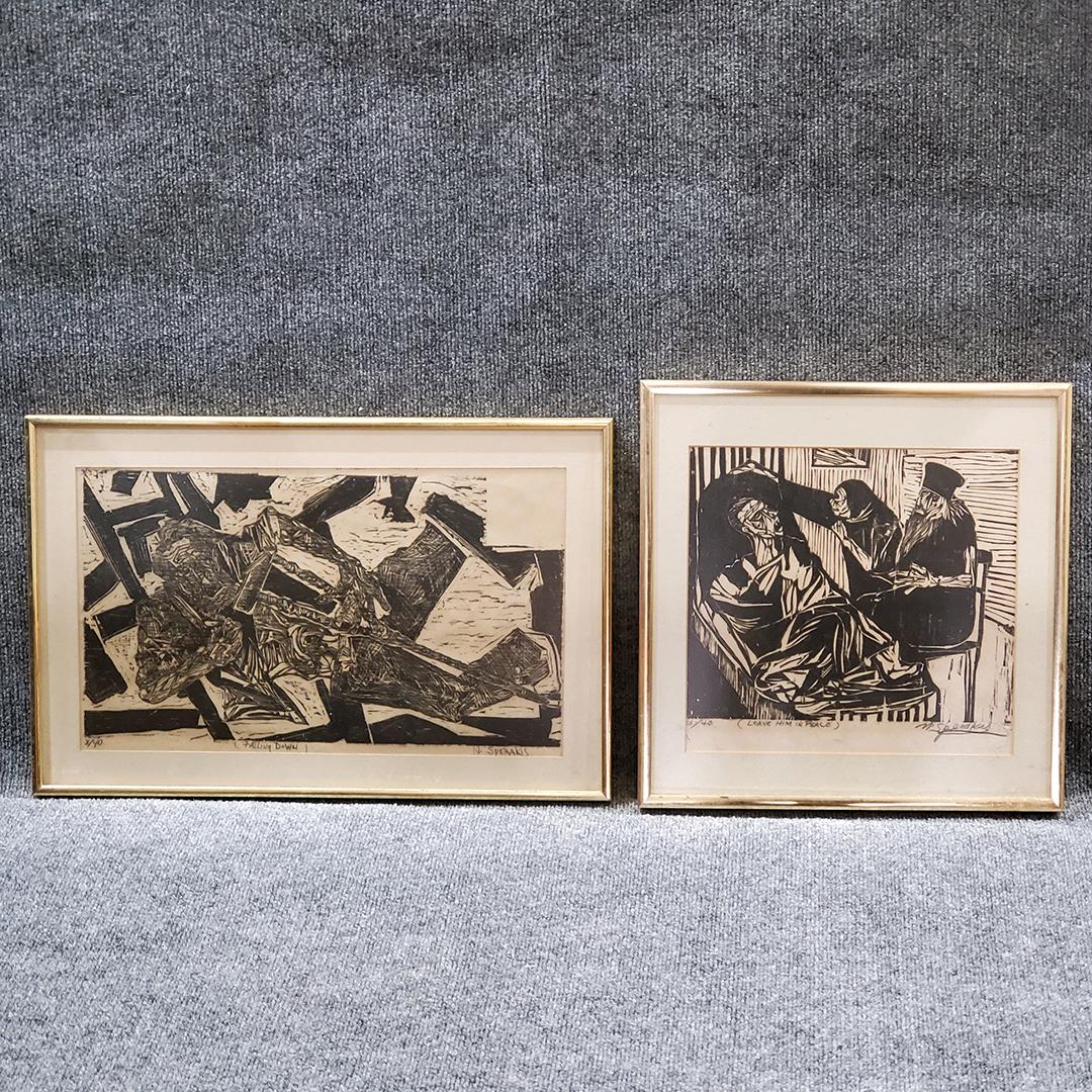 Two [2] Nicholas Sperakis, American,  Abstract Woodcuts (1 of 7)