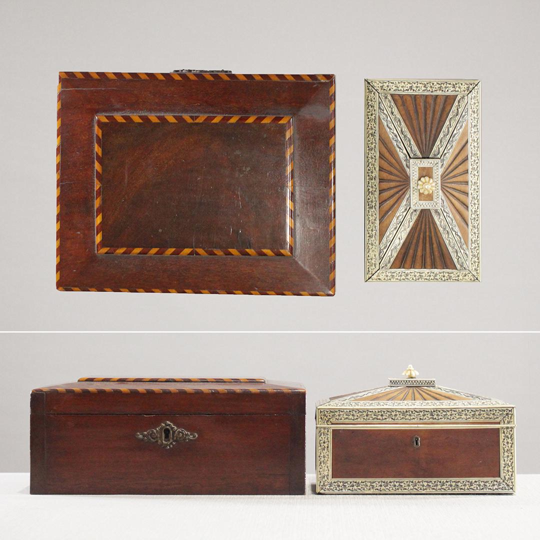 Two [2] Continental English Wooden Tea Caddy Boxes (1 of 9)