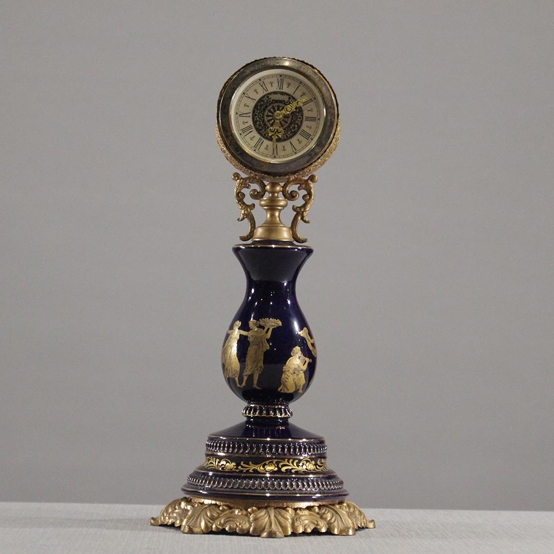 Unique French Cobalt Porcelain Novelty Clock (1 of 10)