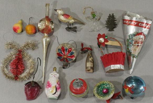16 Assorted Vintage Christmas Ornaments Tree Topper Etc (1 of 8)