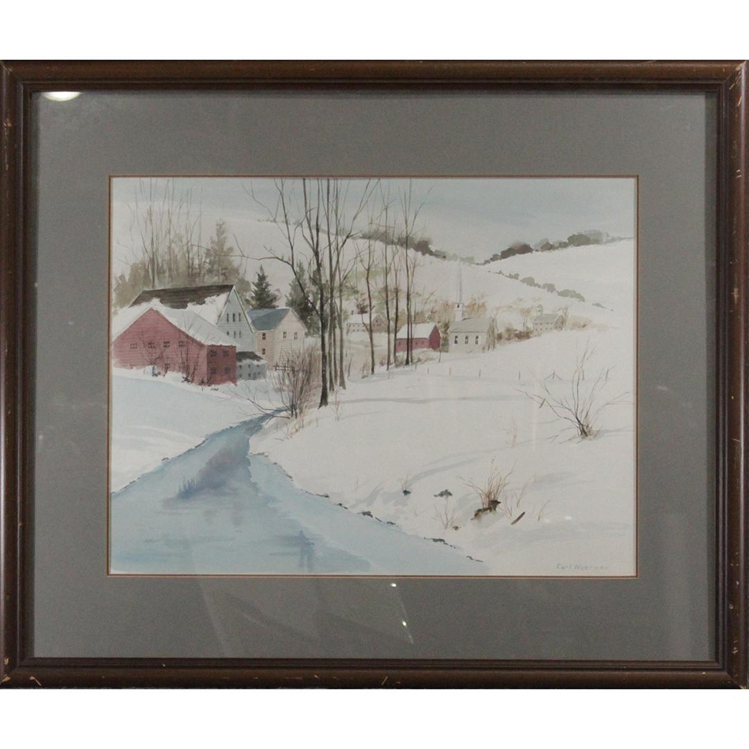 Carl Wuermer 1900-1981, Fine Watercolor Winter Village: Carl Wuermer 1900-1981, Fine Watercolor Winter Village. Signed, framed. Size: 19.5 x 25.5. ASKart: Carl Wuermer (1900 - 1981)Carl Wuermer was active/lived in New York, California / Germany. Carl Wuerm
