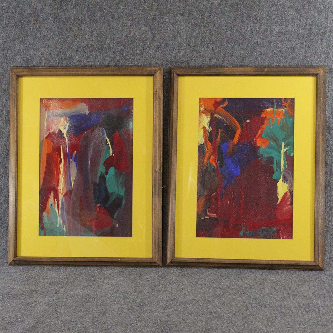 Two [2] Mid-Century Modern Abstract Expressionism Oil/b (1 of 3)