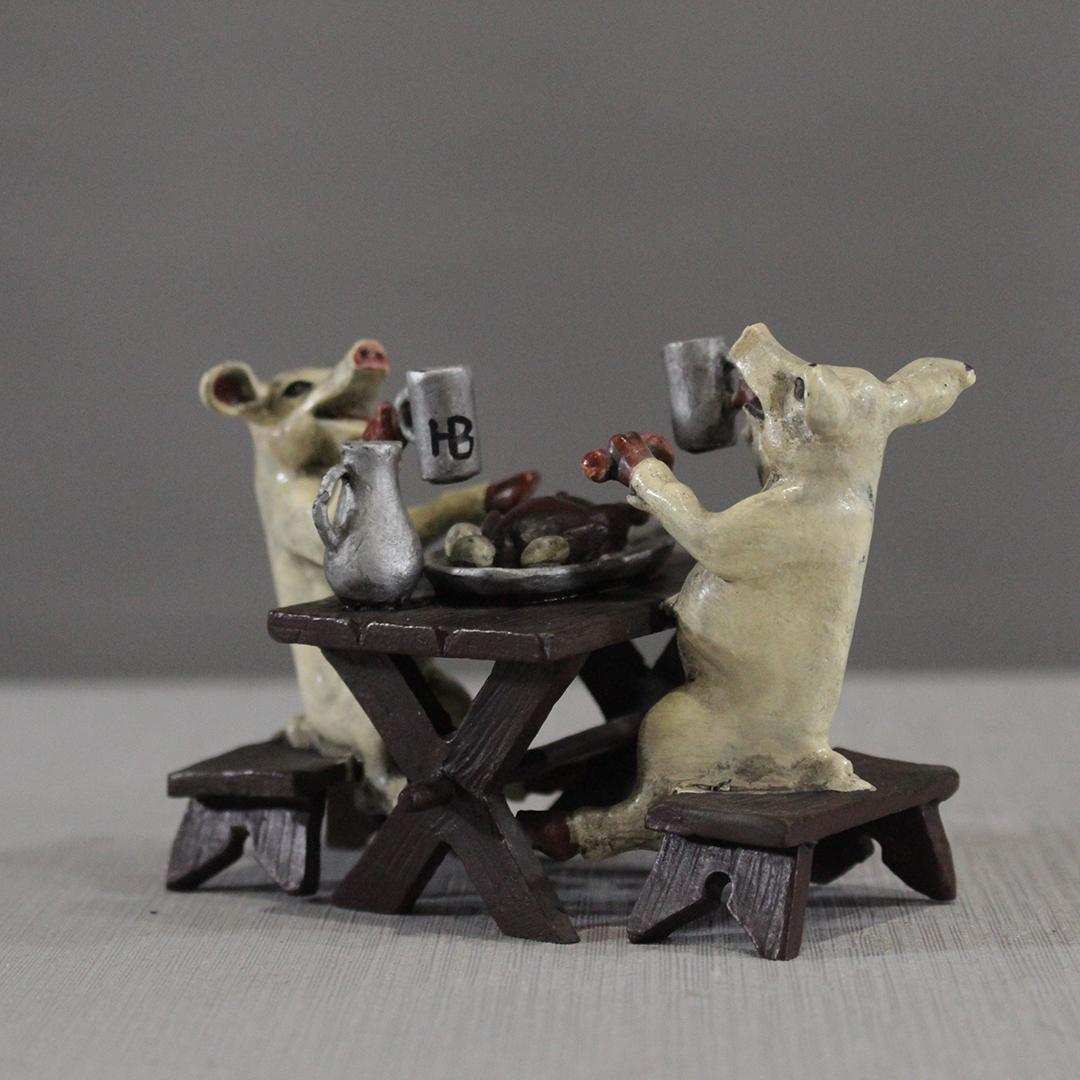 after Bergman Austrian Bronze Feasting Pigs at Table (1 of 5)
