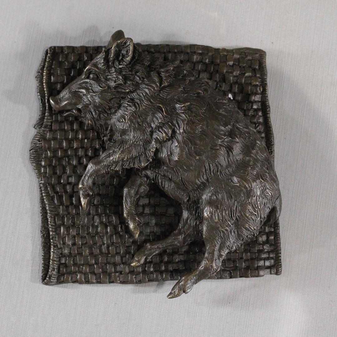 Signed Russian Bronze Sleeping Wild Boar on Rug (1 of 7)