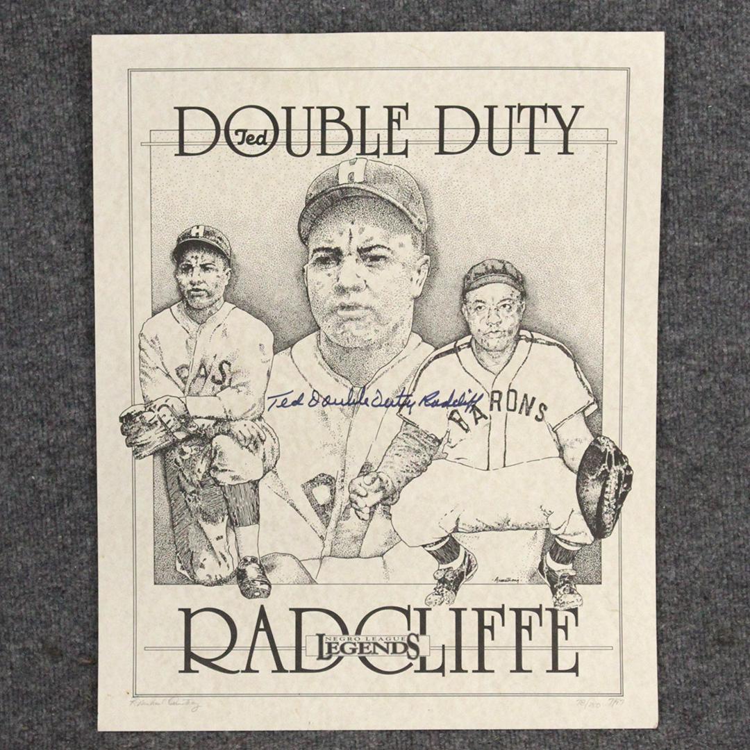 Ted "Double Duty" Radcliffe Autographed Lithograph: Ted "Double Duty" Radcliffe Autographed Lithograph. Size: 20 x 16 inches