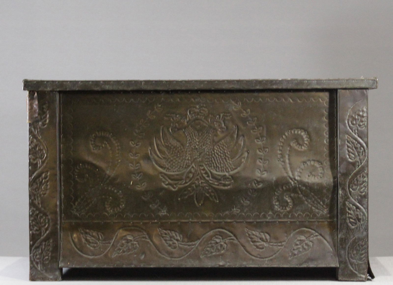 19th C Russian Hand Tooled Brass Wedding Chest (1 of 13)