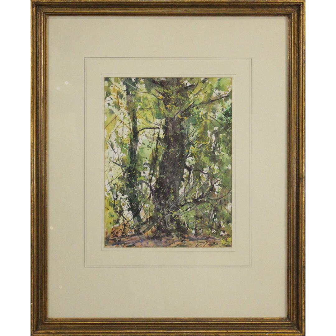 WILLIAM J SCHULTZ Estate Painting W/c Landscape Tree (1 of 5)
