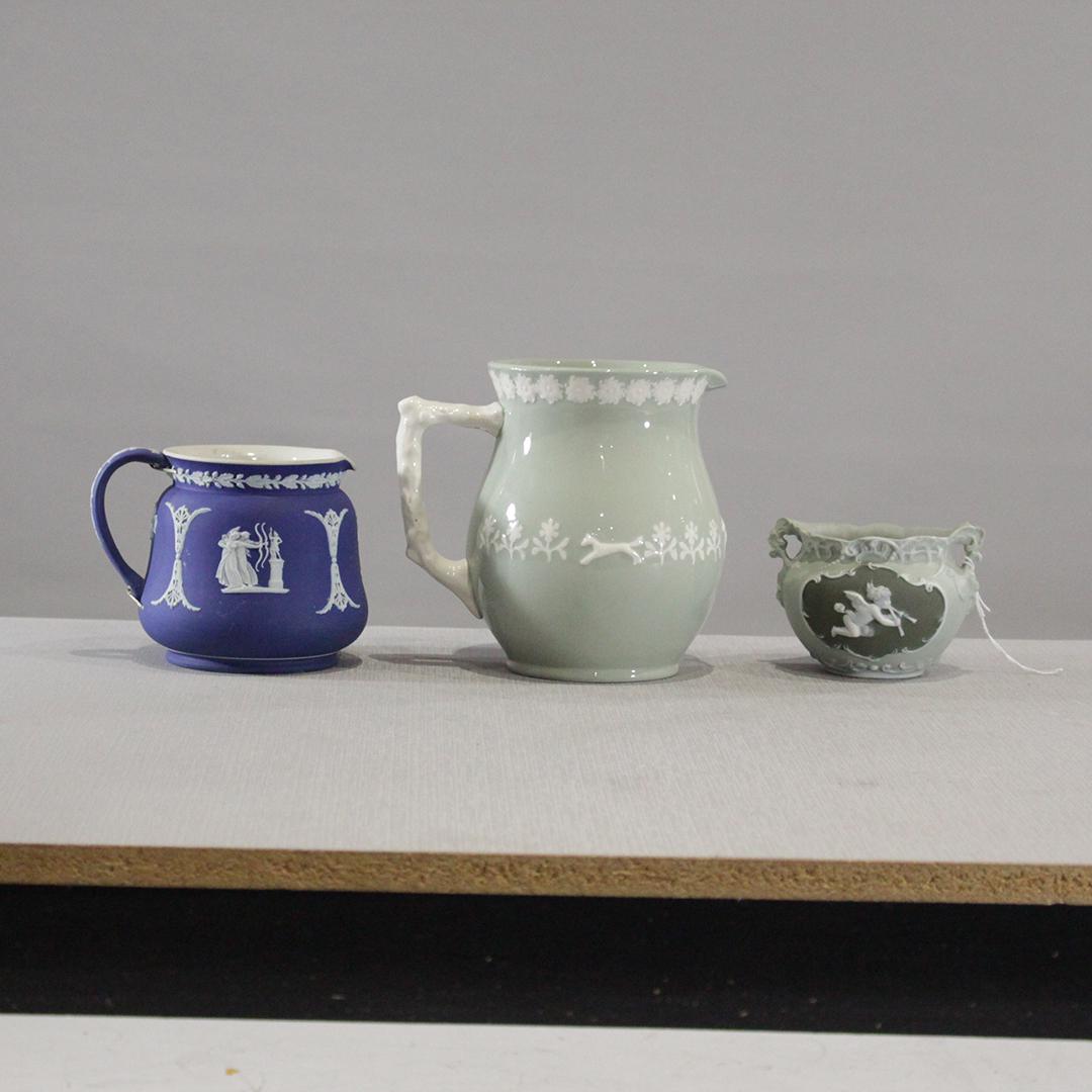 Three [3] Assorted Jasperware Pitchers and Planter (1 of 10)
