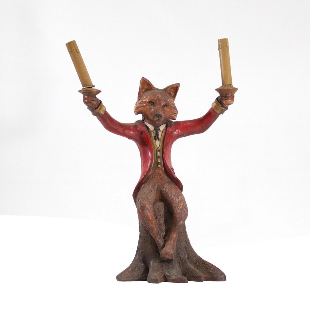Bill Huebbe FOX Double Arm Sconce Figure Table Lamp (1 of 8)