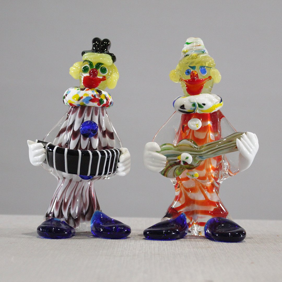 Two [2] Venetian Italian Art Glass Clown Figures (1 of 10)
