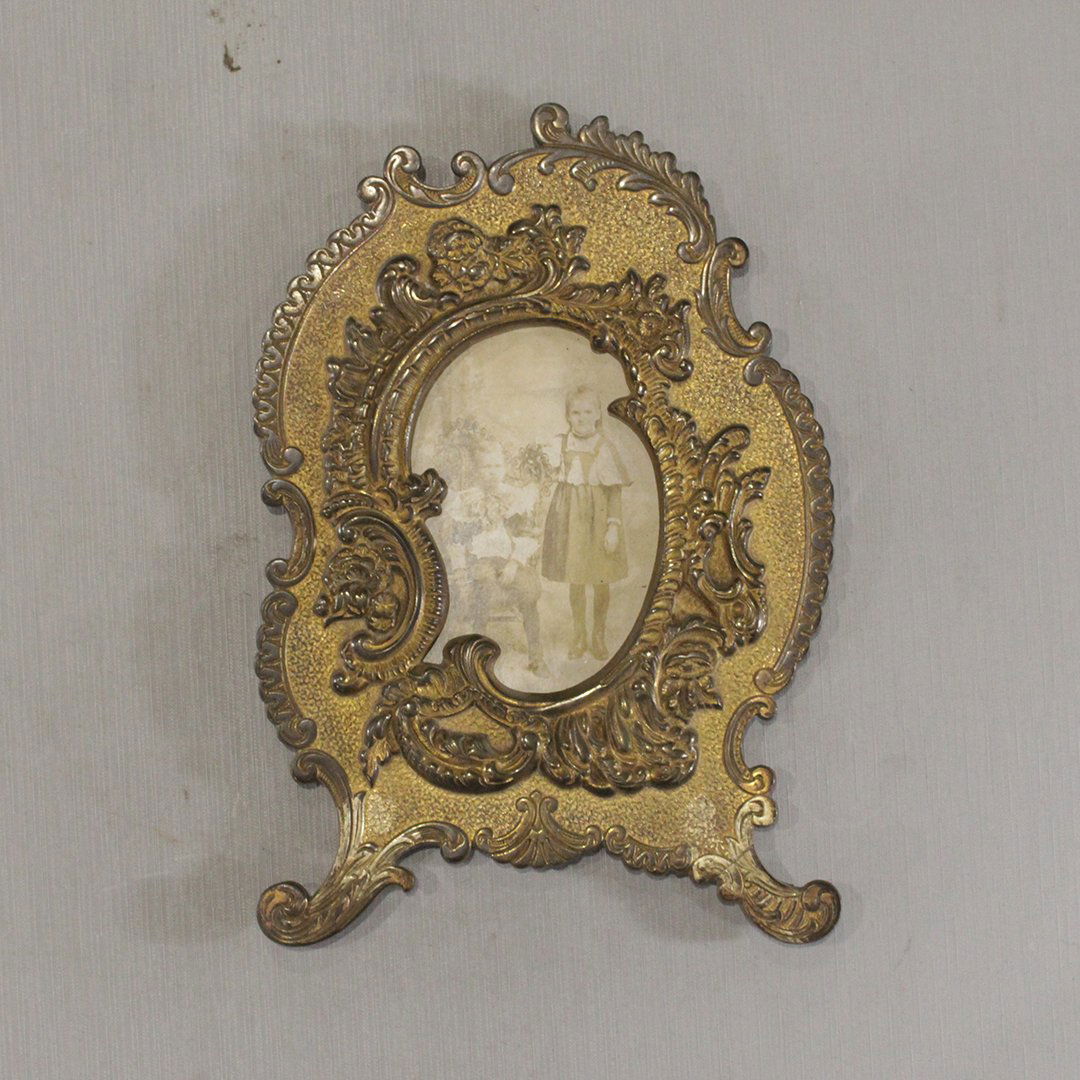 Antique Fancy Cast Iron Picture Frame with Old Photo (1 of 6)