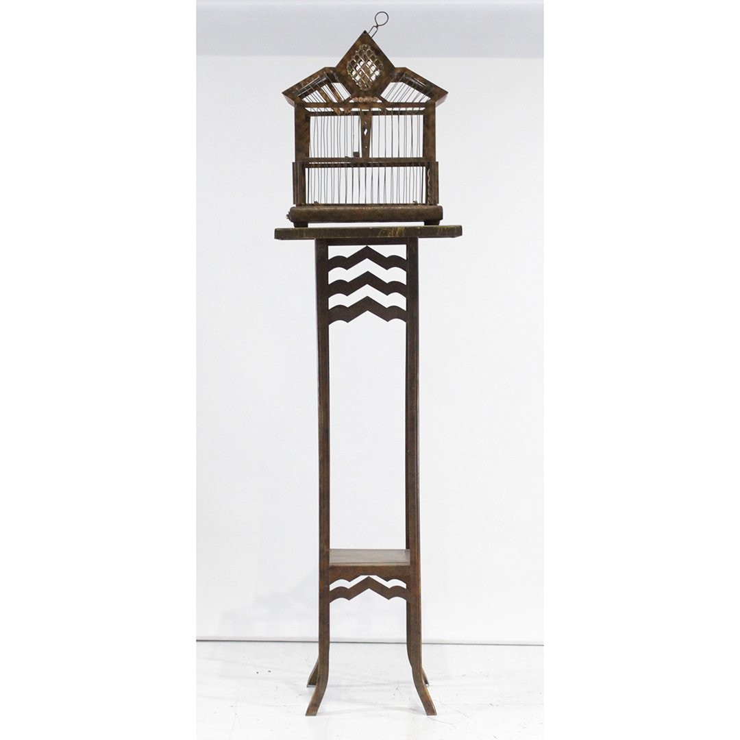 Victorian Brass Birdcage on Original Brass Tall Stand (1 of 9)