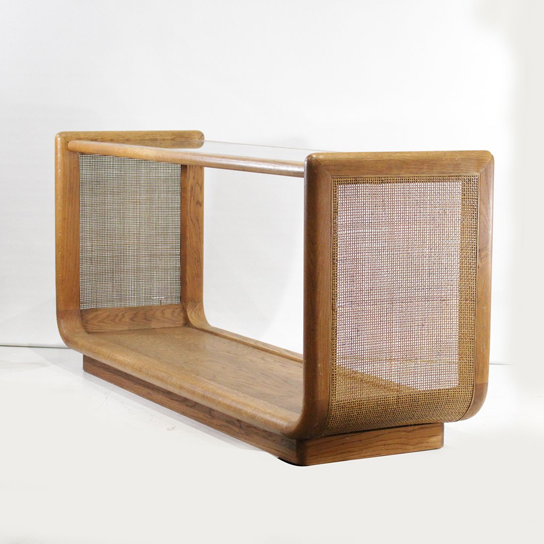 IKEUCHI Mid-Century Modern Sofa Table Rattan Sides (1 of 8)