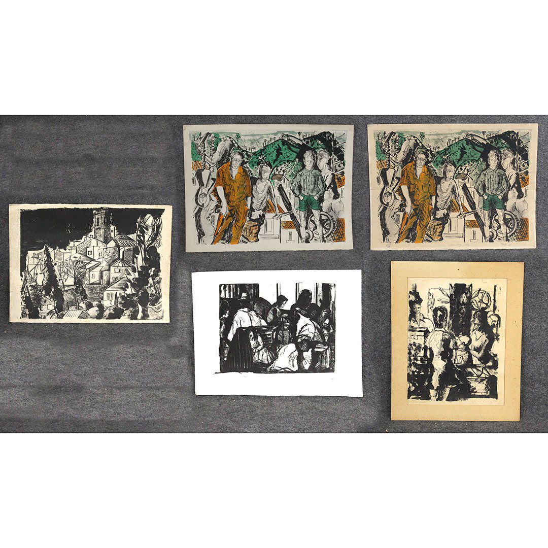 Five [5] Vintage Industrial Work Scenes Lithographs (1 of 10)