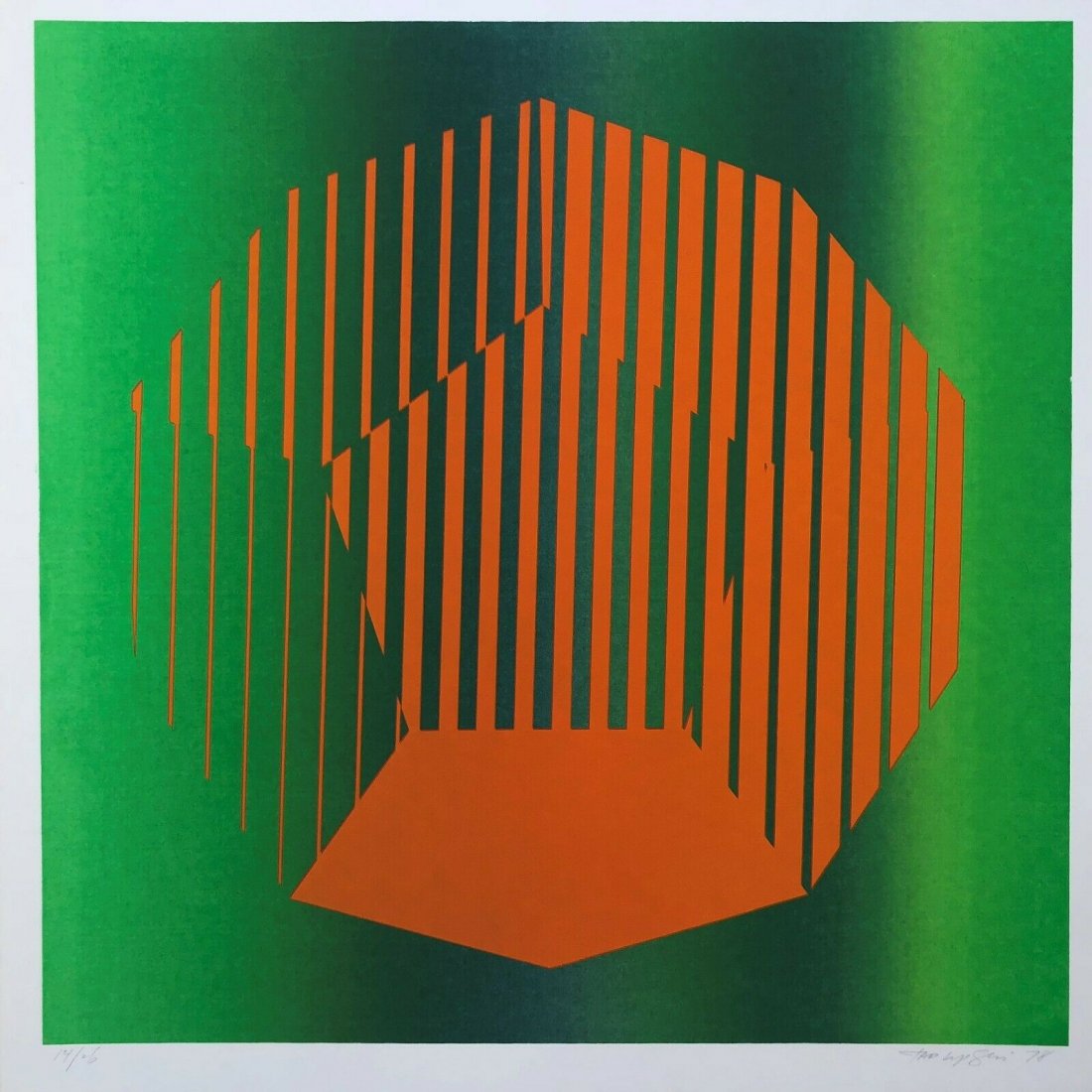 TAD LIPSKI 1978, Off Set Lithograph, Op Art: TAD LIPSKI 1978, Off Set Lithograph, Op Art, Style of Victor Vasarely;Pencil signed. Size: image 20.75 in. x 21 in.; full borders 28.5 in. x 22.5 in.