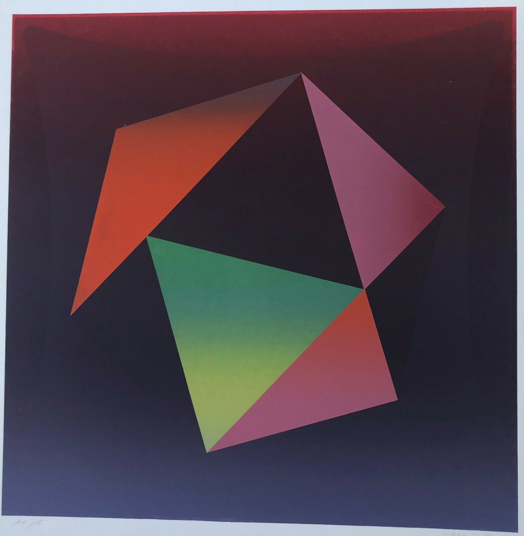 TAD LIPSKI 1976 AP, Off Set Lithograph, Op Art: TAD LIPSKI 1976 AP, Off Set Lithograph, Op Art, Style of Victor Vasarely;Pencil signed. Size: image 21 in. x 20.75 in.; full borders 28.5 in. x 22.5 in.