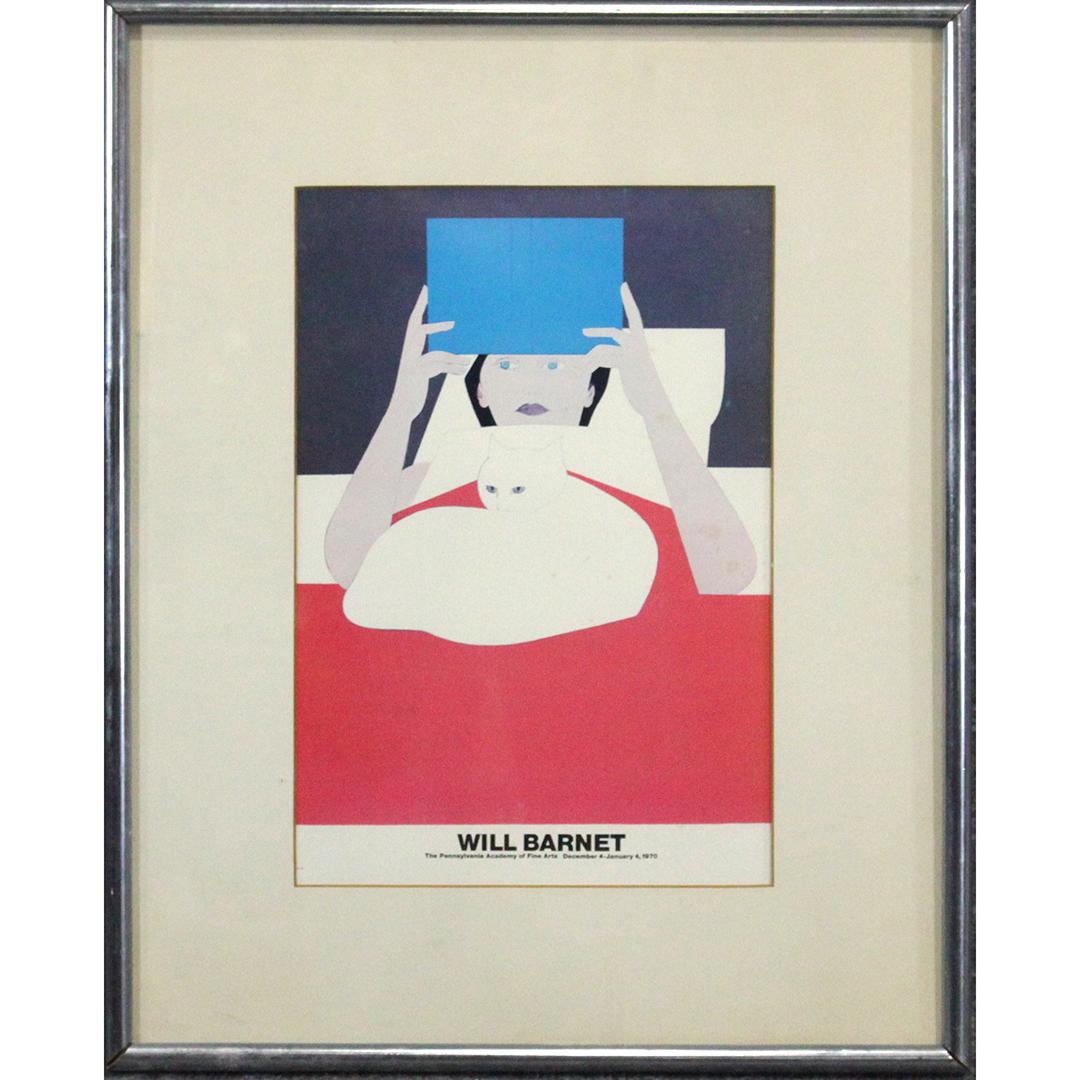 Will Barnet, Exhibition Poster, Pennsylvania Academy: Will Barnet, Exhibition Poster, Pennsylvania Academy Fine Arts. Original framing. Size: 13.5 x 9.25 inches image, 20.75 x 16.75 inches outside frame