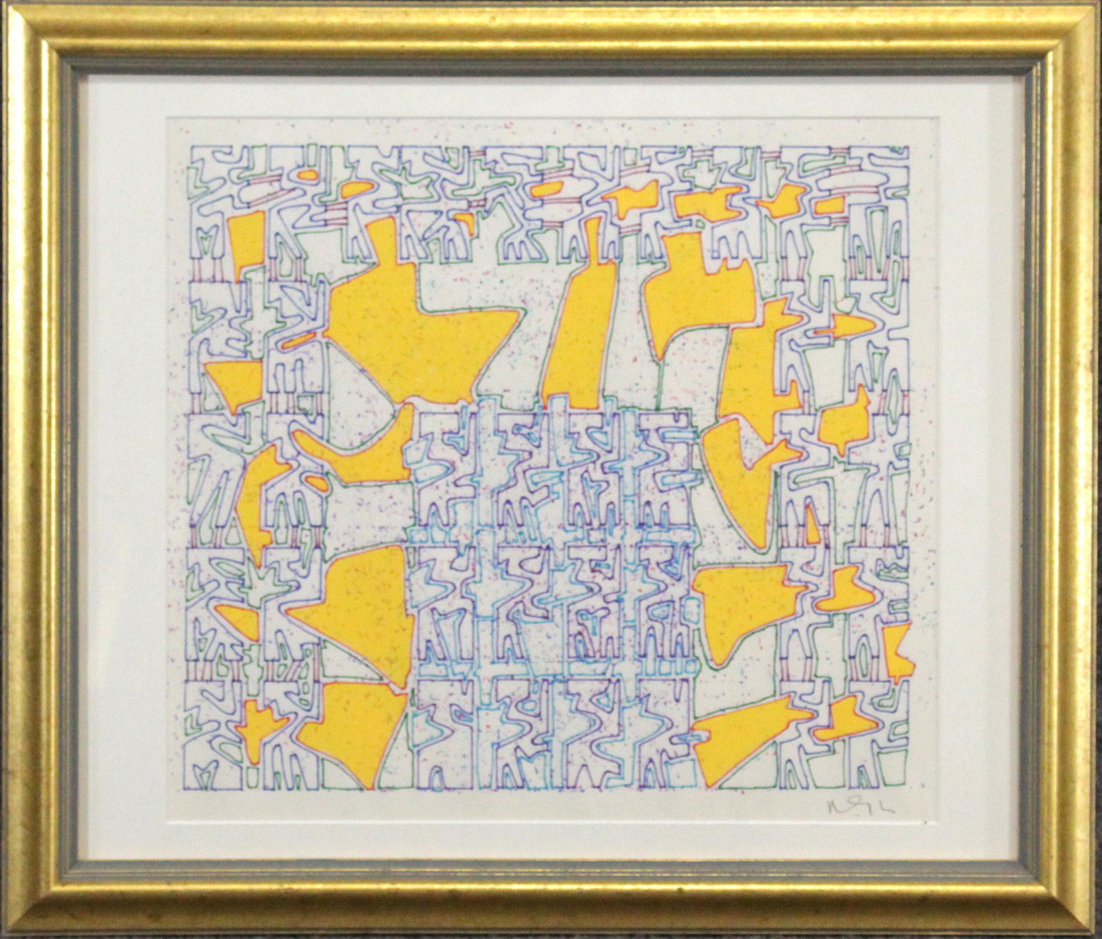 Wayne Cunningham, American, Modernism Abstract Marker: Wayne Cunningham, American, Modernism Abstract Marker drawing. Framed. Signed. Well listed American Artist. Size: 12 x 13 inches image, 16 x 18.5 inches outside frame. ASKart: Wayne Cunningham (20th C