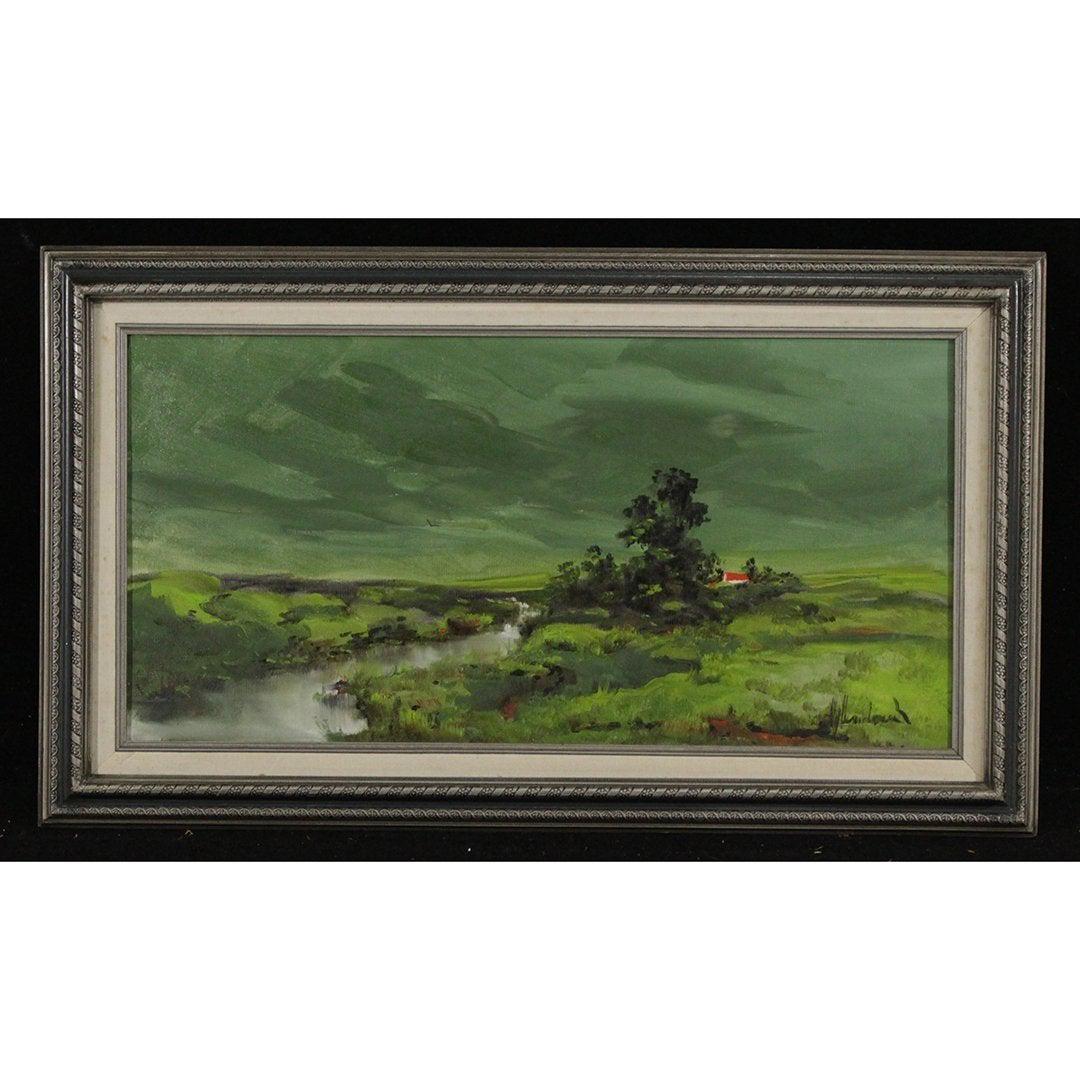 Mid-Century Modern Landscape Painting Signed Illegible (1 of 4)