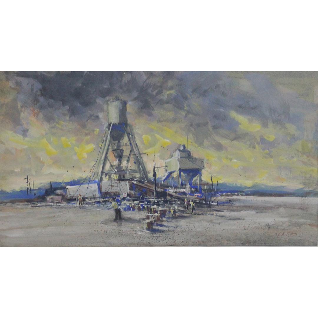 WILLIAM J SCHULTZ, Estate Painting w/c Working Refinery (1 of 7)
