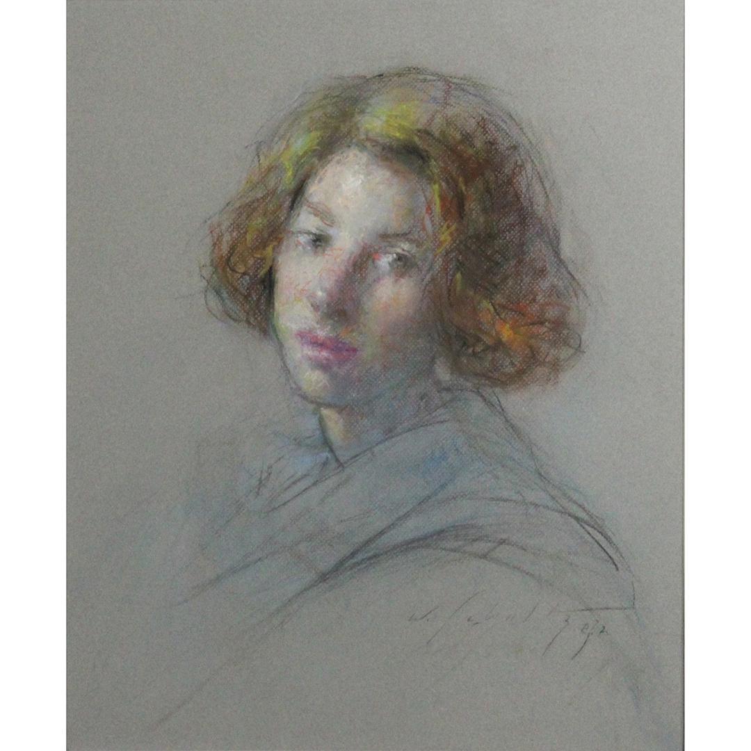 WILLIAM J SCHULTZ, Estate Painting pastel Portrait Girl (1 of 6)