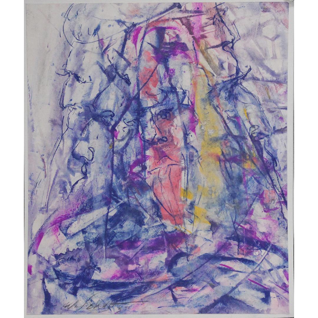 WILLIAM J SCHULTZ, Estate Painting w/c Abstract Faces (1 of 4)