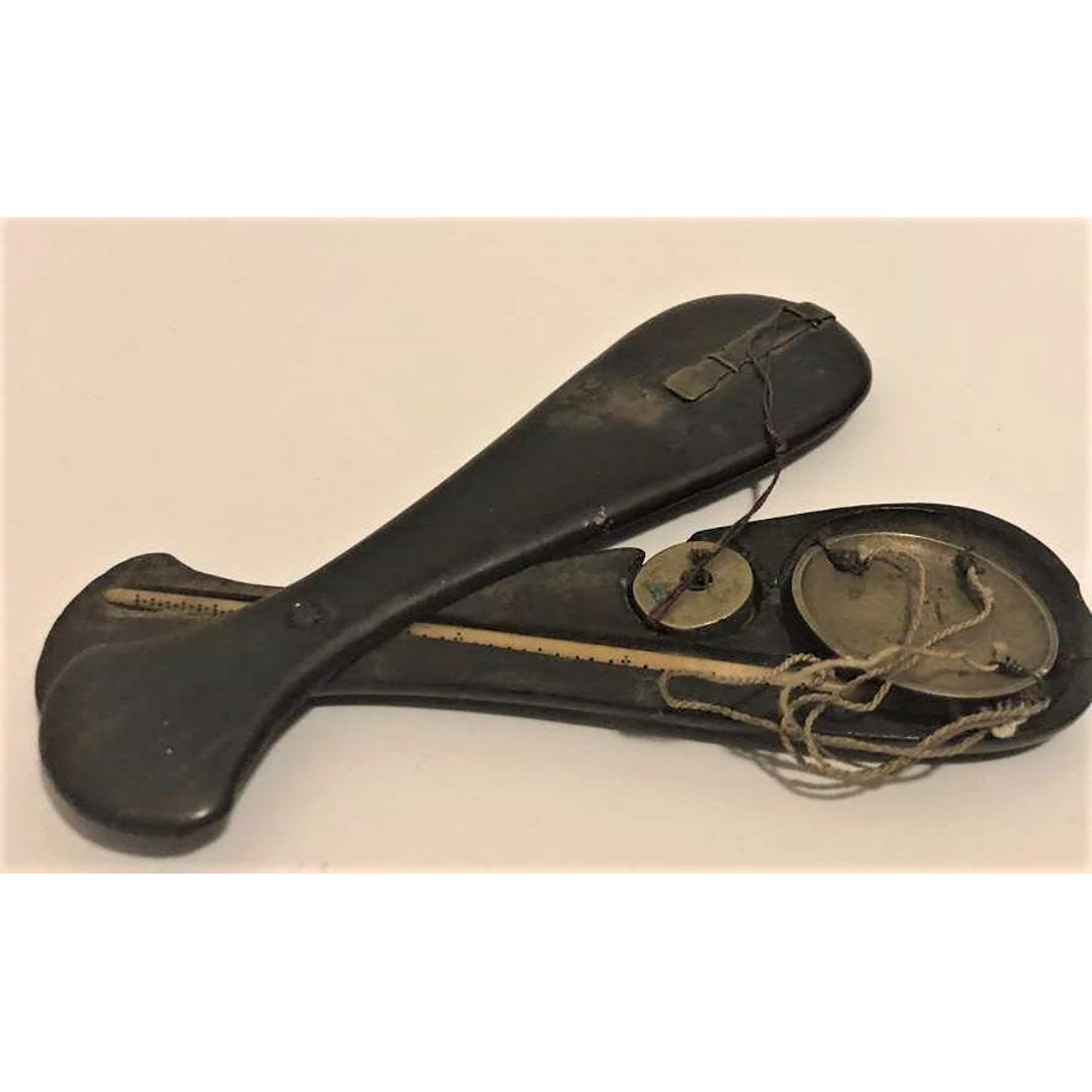 Antique Wood and Brass Opium Scale Hand Held (1 of 6)