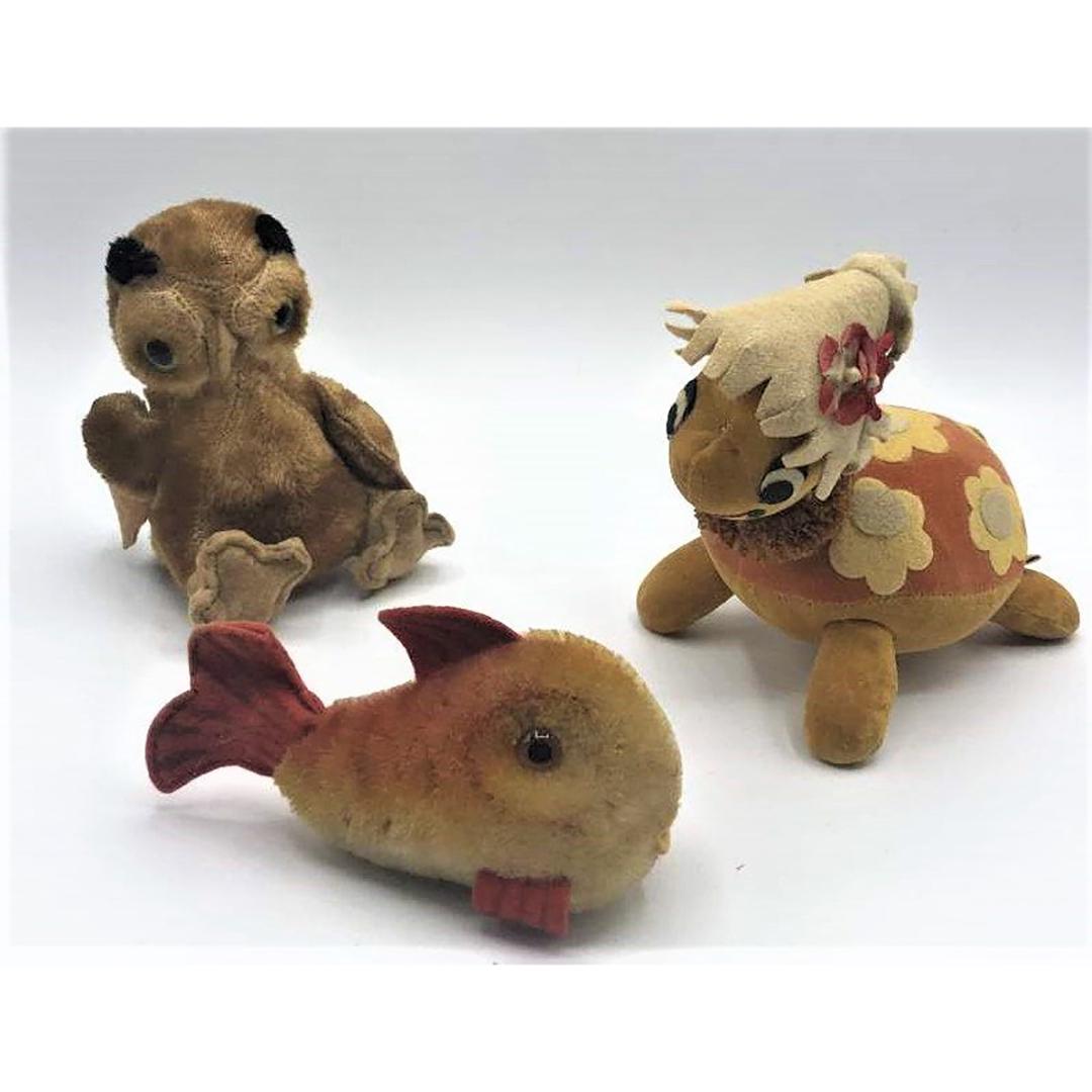Three [3] Vintage Stuffed Animal Toys Owl, Turtle, Fish (1 of 7)