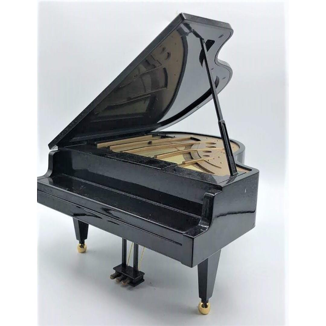 Black Baby Grand Piano Novelty Music Box, Works (1 of 5)