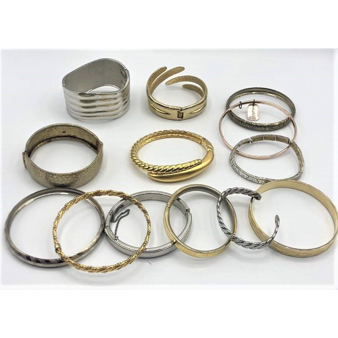 Thirteen [13] Assorted Silver Tone & Gold Tone Bracelet (1 of 4)