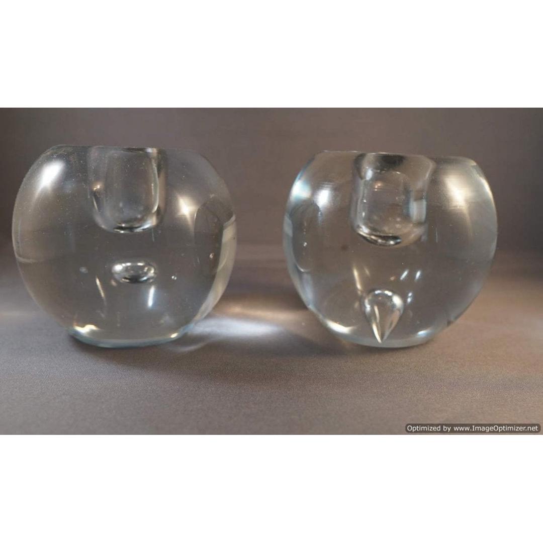 Kosta, Weighted Bubble Base Crystal Glass Candlesticks. (1 of 5)