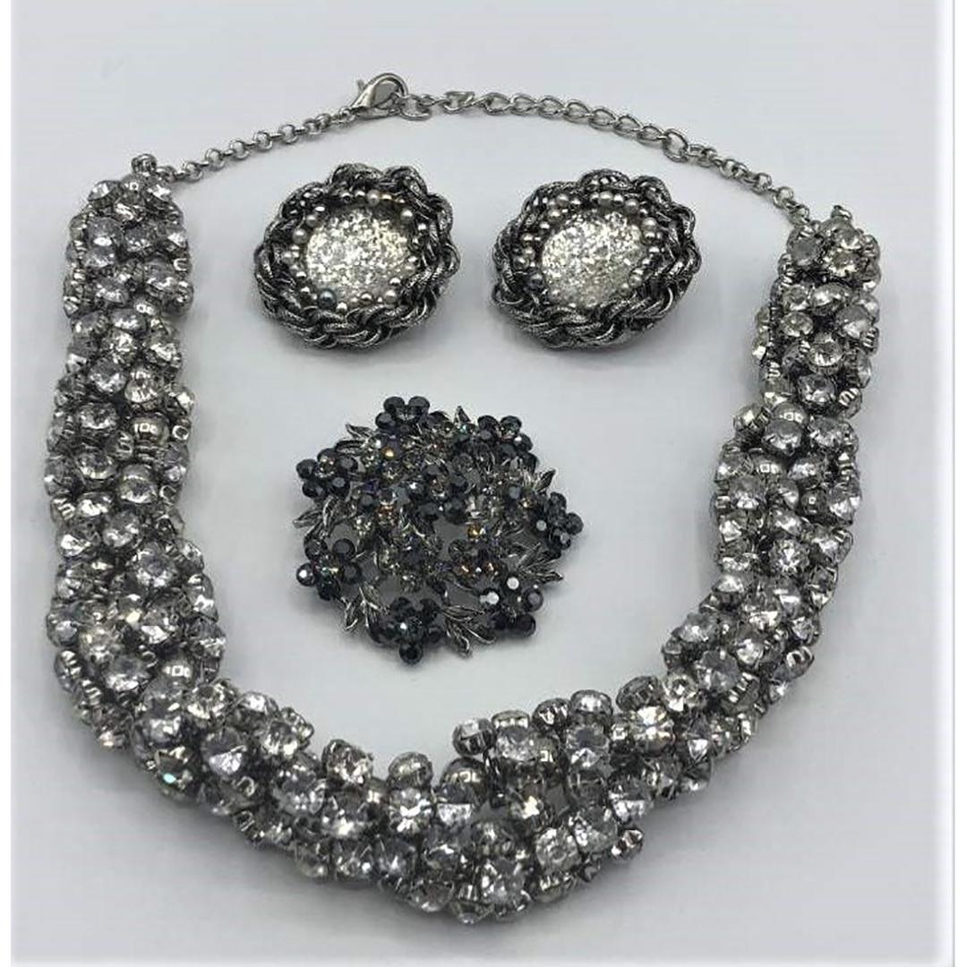 Fancy Costume Necklace, Earrings and Brooch Grouping (1 of 6)