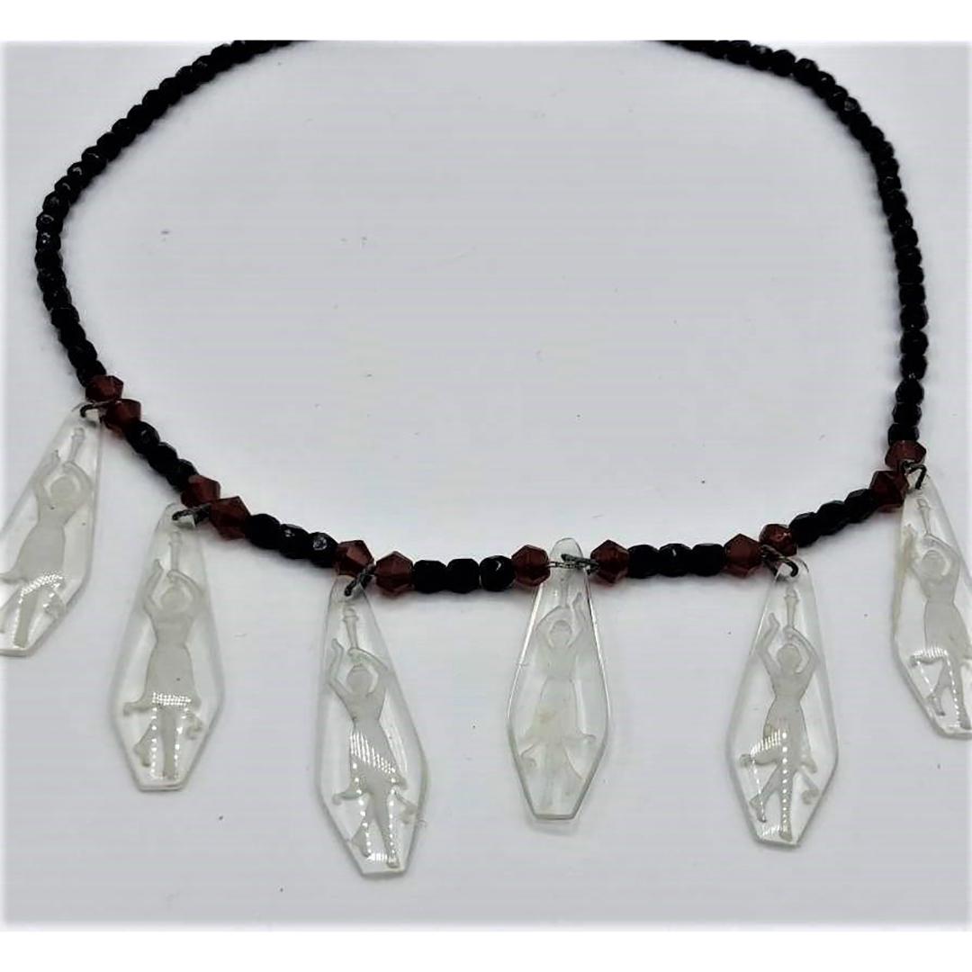 Vintage Necklace 6 Lalique Style Glass Etched Women (1 of 4)