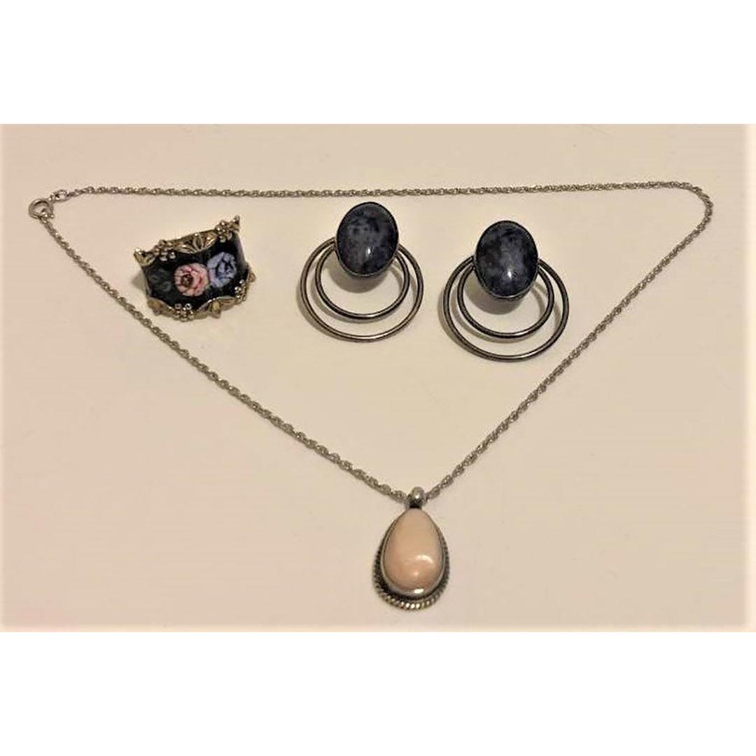 Sterling Assorted: Necklace with pendant, Earrings Ring (1 of 6)