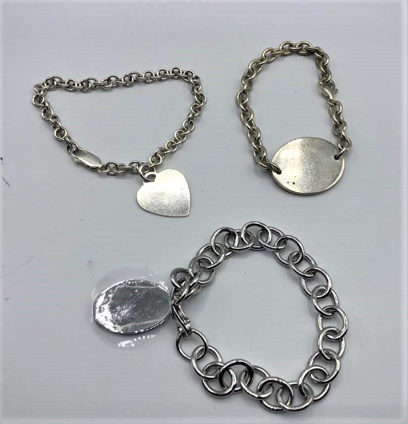 Three [3] Assorted Sterling Charm Bracelets 1 has Heart (1 of 5)