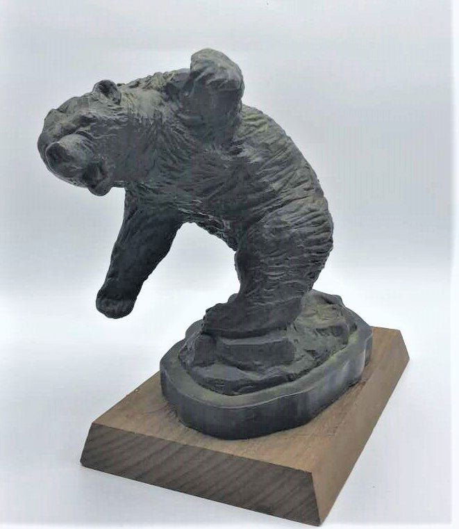 Bronzed Standing Grizzly Bear Sculpture, Signed Jan 06, 2020 Donny