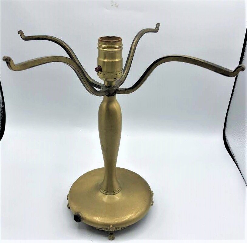 Signed PAIRPOINT Lamp Base Brass Tone 4 Arm Spider (1 of 6)