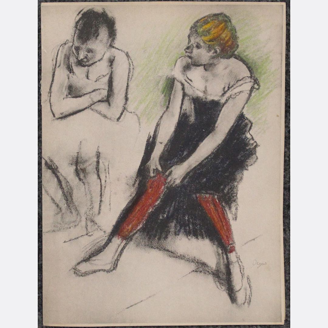 Edgar Degas, Vintage Color Lithograph of Two Ballerinas: Edgar Degas, Vintage Color Lithograph of Two Ballerinas. Size: 10 x 7.5 inches. ASKart: Edgar Degas (1834 - 1917)Edgar Degas was active/lived in France. Edgar Degas is known for figure-sculpture and p