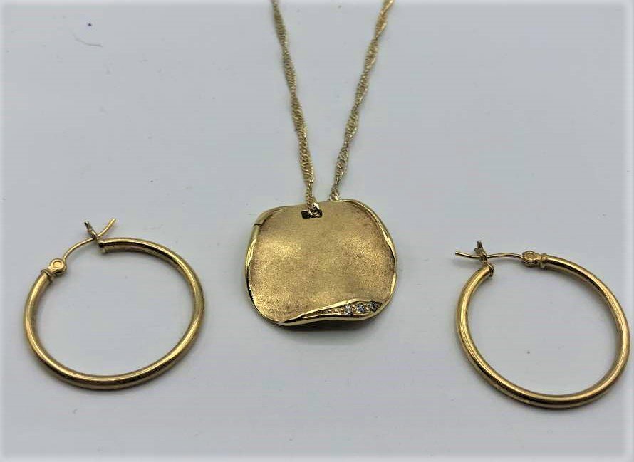 Gold Wash .925 Sterling Silver Necklace & Hoop Earrings (1 of 4)
