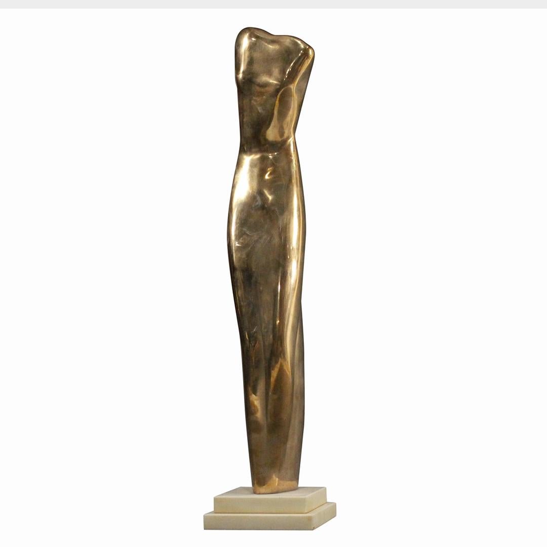 Alexander Archipenko Attrib. 1934 Statue Bronze: Alexander Archipenko Attrib. 1934 Statue / sculpture of female nude or "Torso" Bronze. Mounted on a white marble base, Bronze sculpture is Signed and dated 1934. Size: 26 in. height. ASKart: Alexander