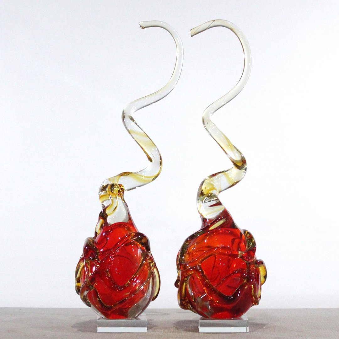 Two [2] Unique Murano Glass Tall Spiral Sculptures (1 of 9)