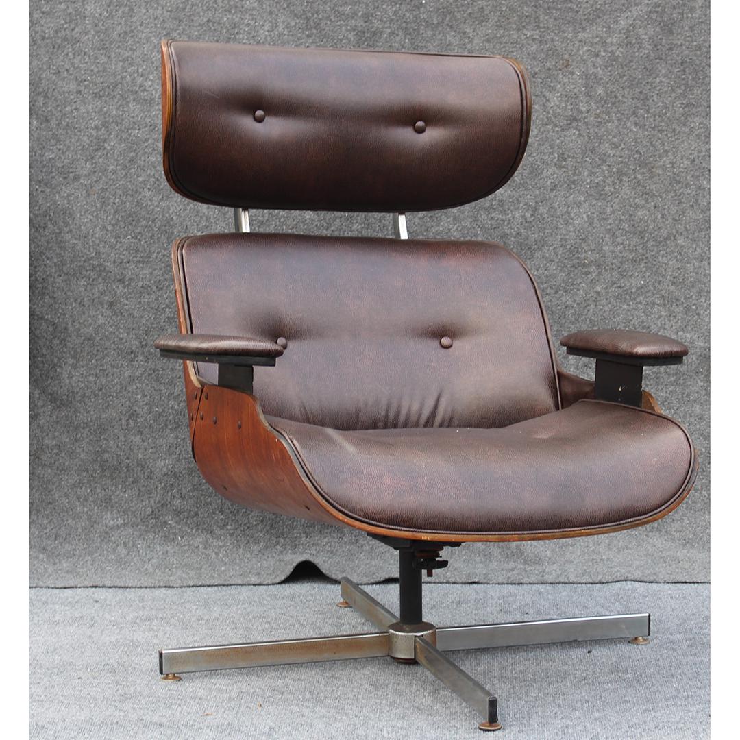 HERMAN MILLER - EAMES STYLE Lounge Chair Brown Leather (1 of 9)