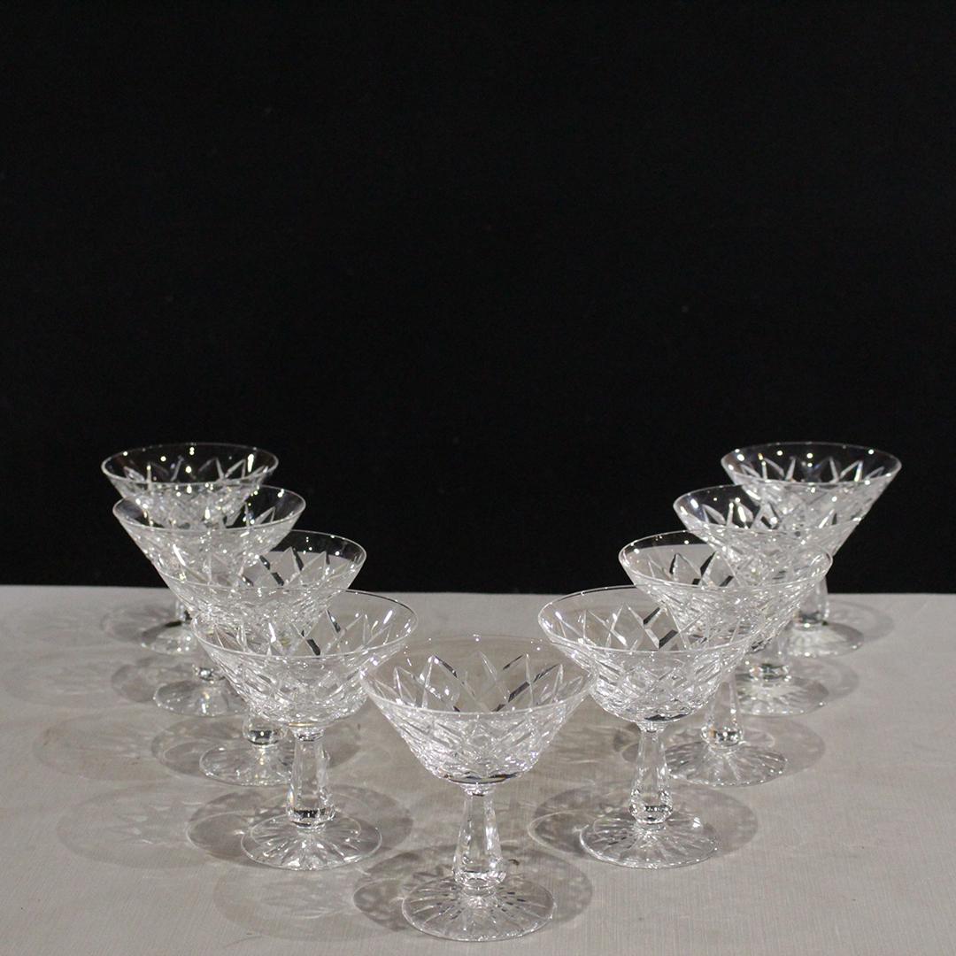 Nine [9] Signed WATERFORD Crystal Martini Glasses (1 of 12)