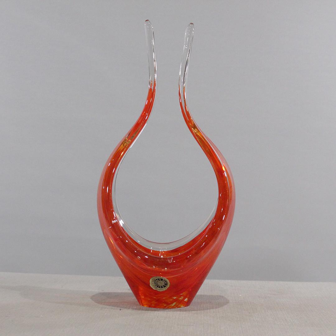 Mid-Century Modern Orange Glass Sculpture - Spain (1 of 7)